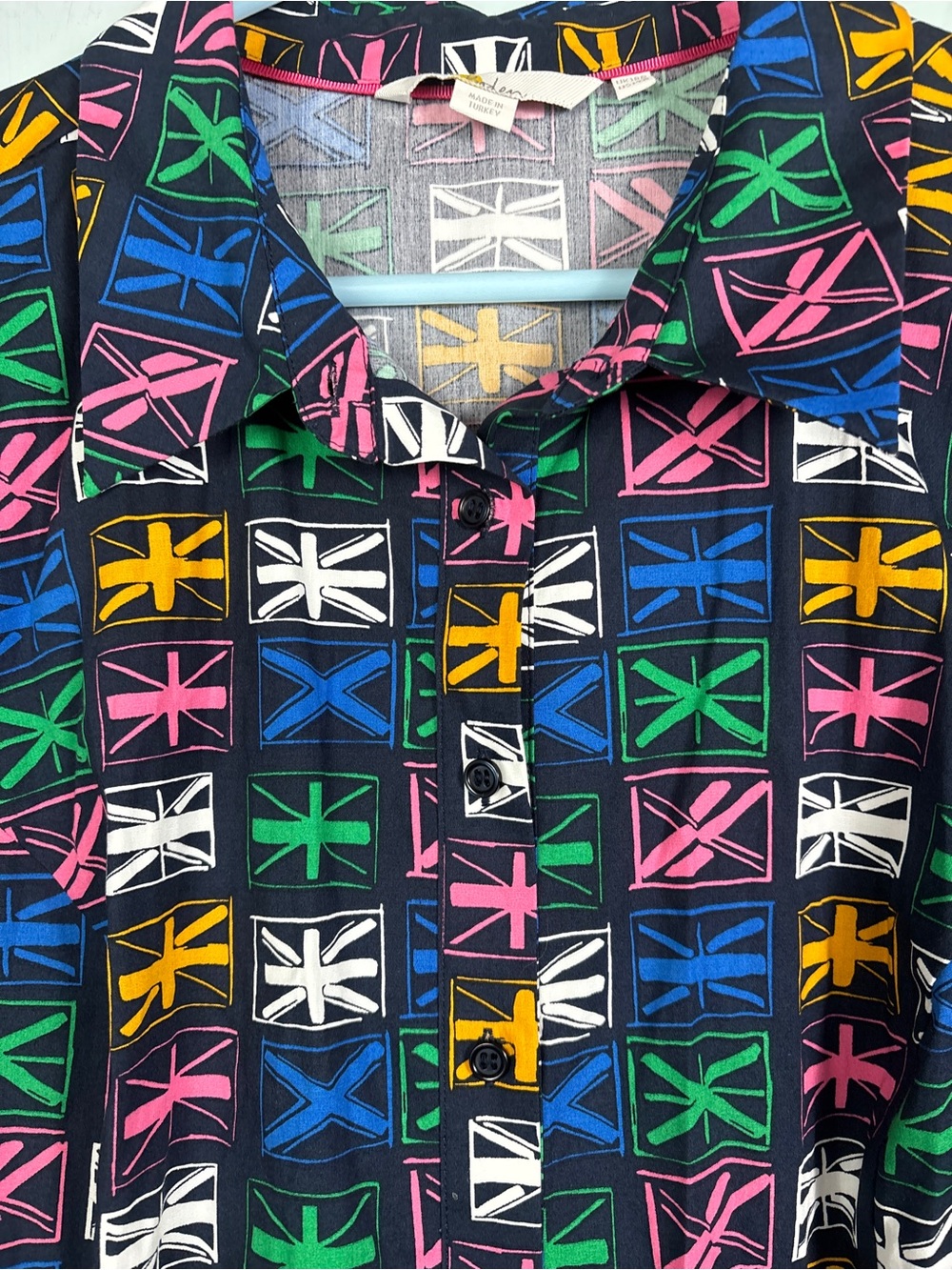 Boden Anastasia Union Jack Pattern British Flag Collared Shirtdress - Picture 5 of 10